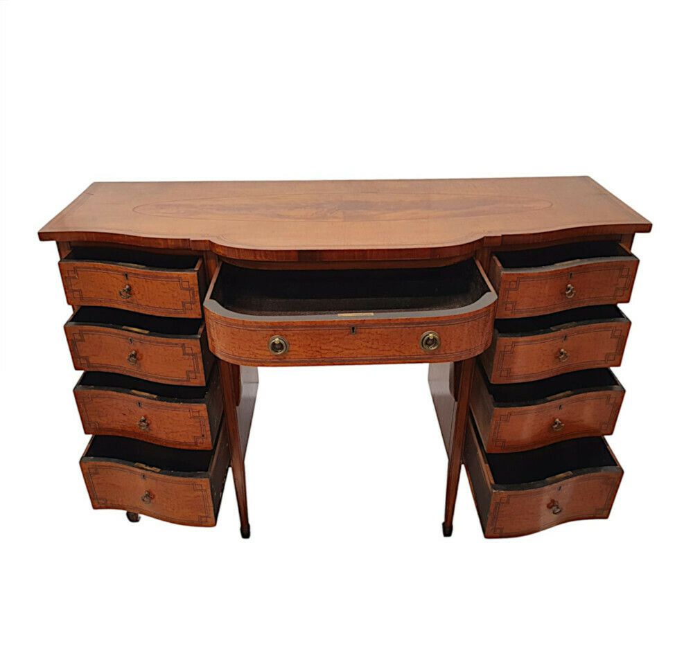A Fine Edwardian Inlaid Serpentine Sideboard photo vinterior