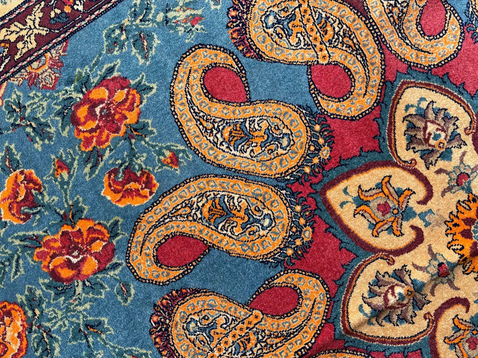 photo vinterior Exclusive Livingroom Rug, Paisley Blue Rug, Silk & Wool Handmade Carpet