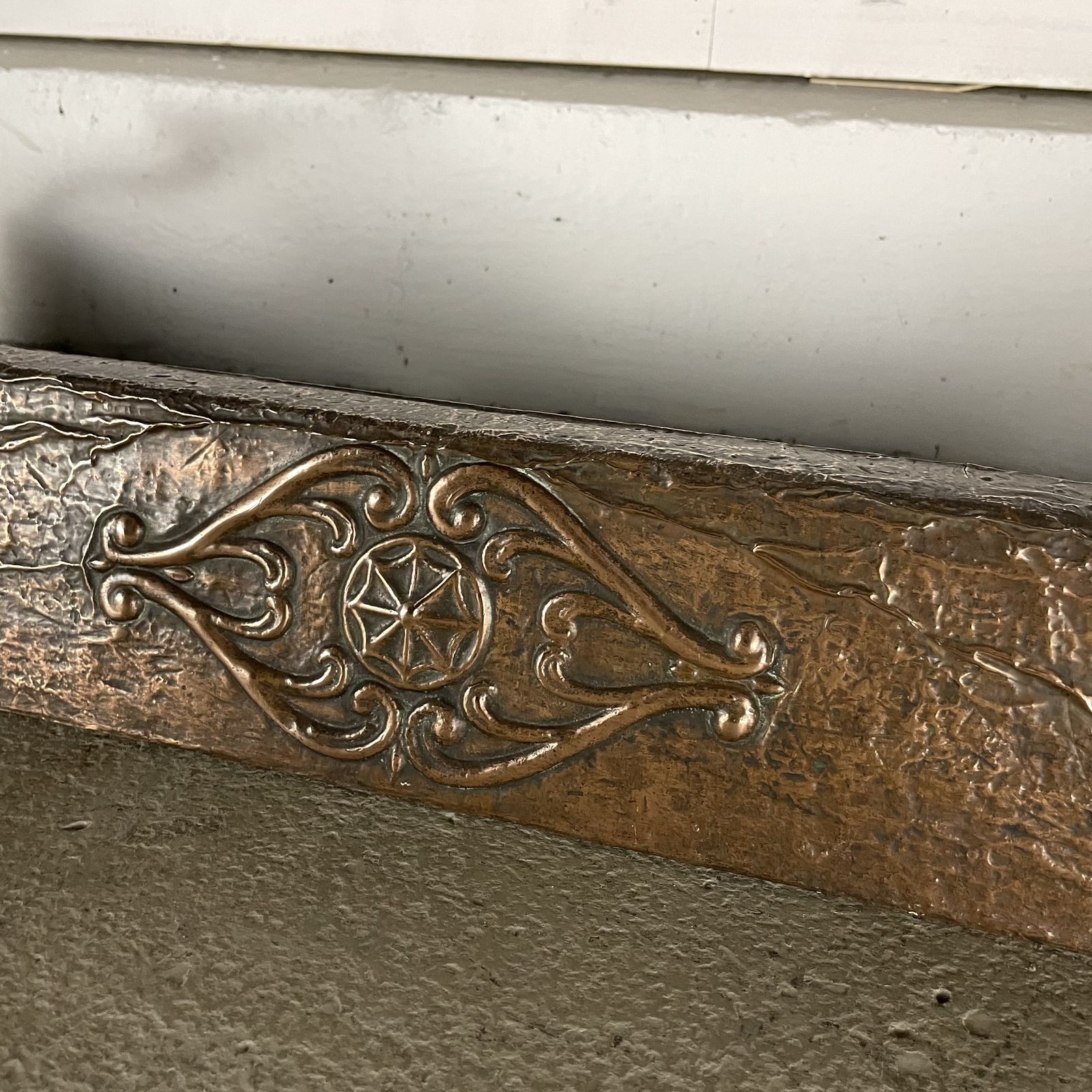 Ornate Victorian Copper And Brass Fireplace Fender photo for sale