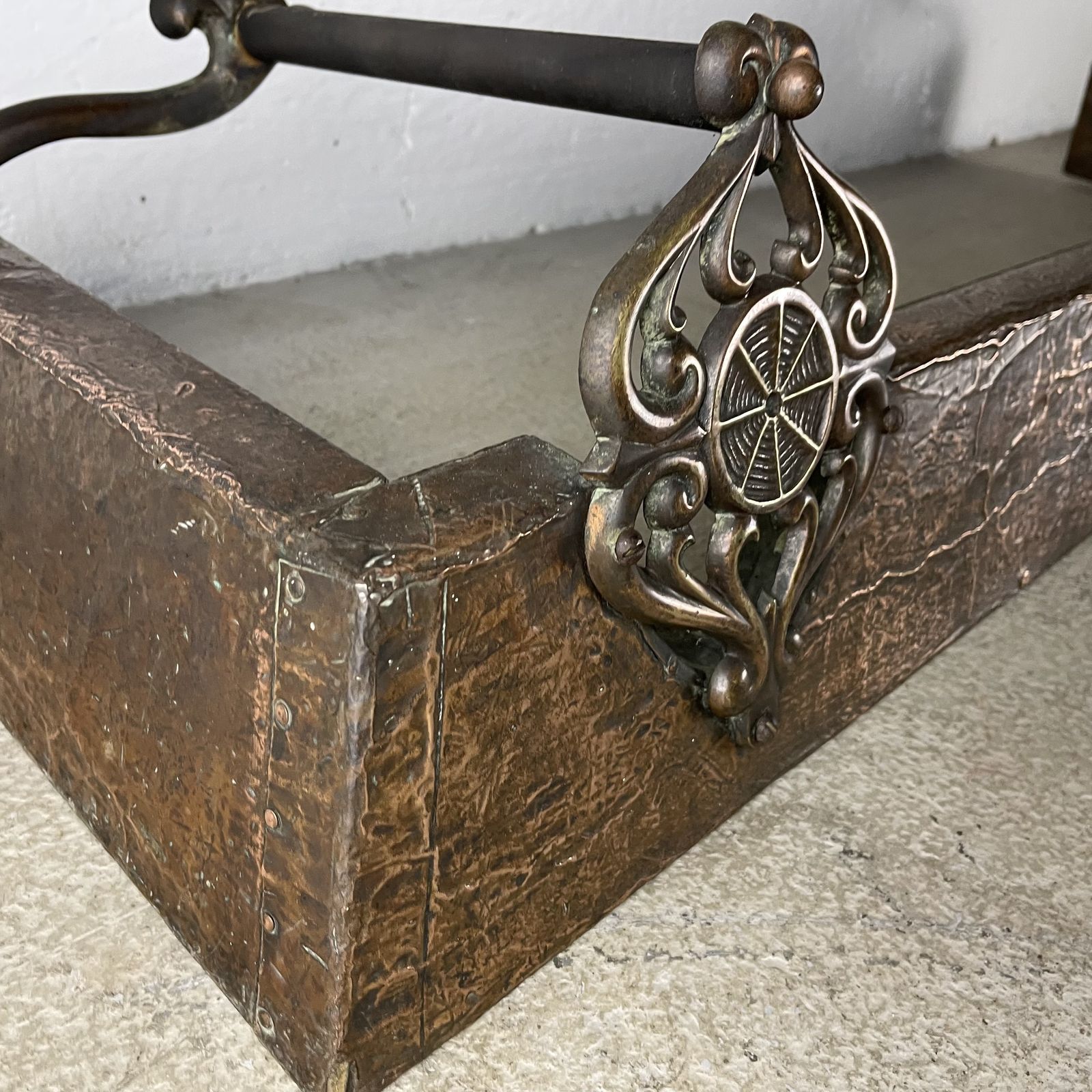 Ornate Victorian Copper And Brass Fireplace Fender photo vinterior