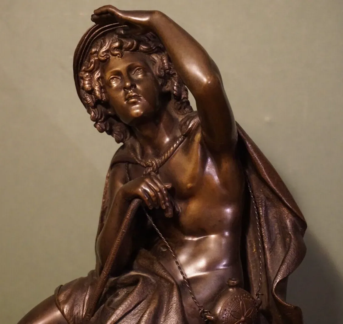 Large Fine Quality Antique Bronze Sculpture Pilgrim Or Shepherd Neo Classical photo for sale