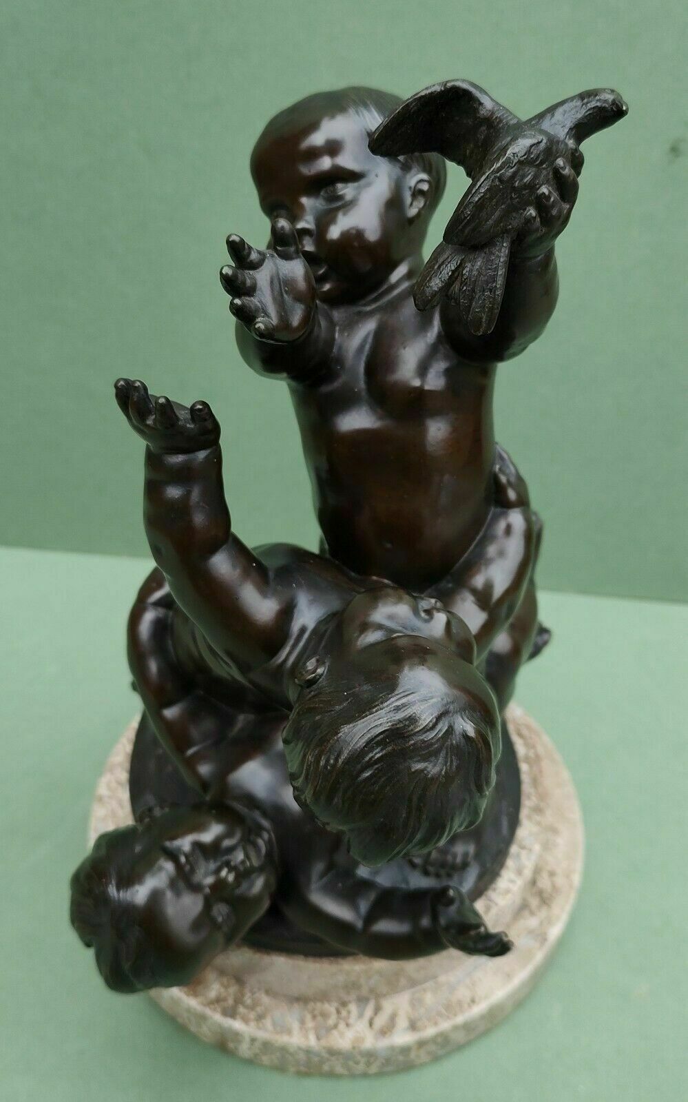 Antique Large French Bronze Sculpture With Three Cherubs Frolicking Puto Putti photo Home Decor