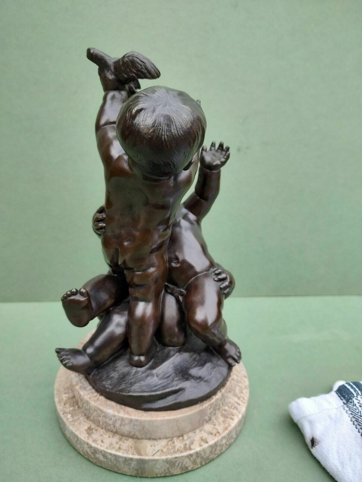 Home Decor Antique Large French Bronze Sculpture With Three Cherubs Frolicking Puto Putti photo