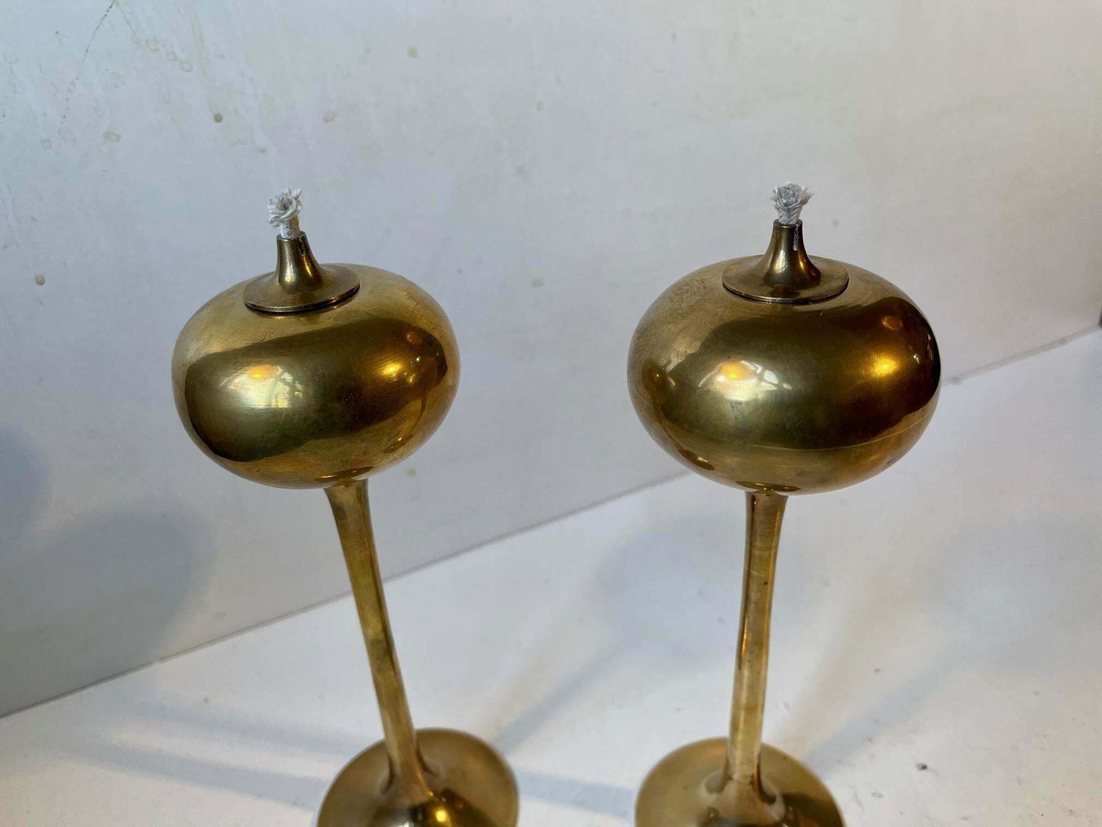 Scandinavian Modern Trumpet Oil Lamps In Brass, 1970s photo 285.0