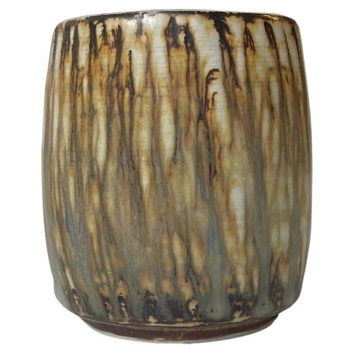 Gunnar Nylund Stoneware Vase With Tiger Taupé Glaze For Rörstrand, 1960s