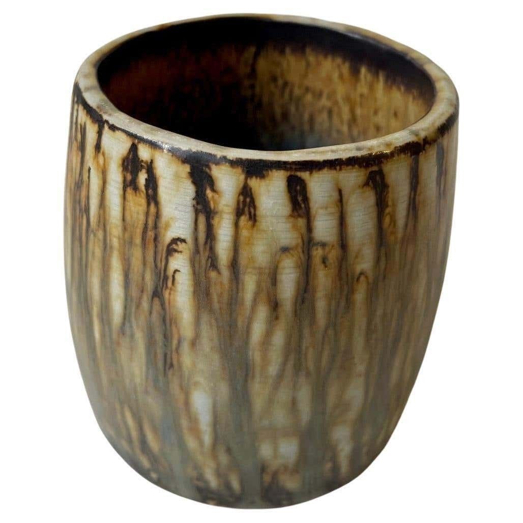 Gunnar Nylund Stoneware Vase With Tiger Taupé Glaze For Rörstrand, 1960s photo for sale