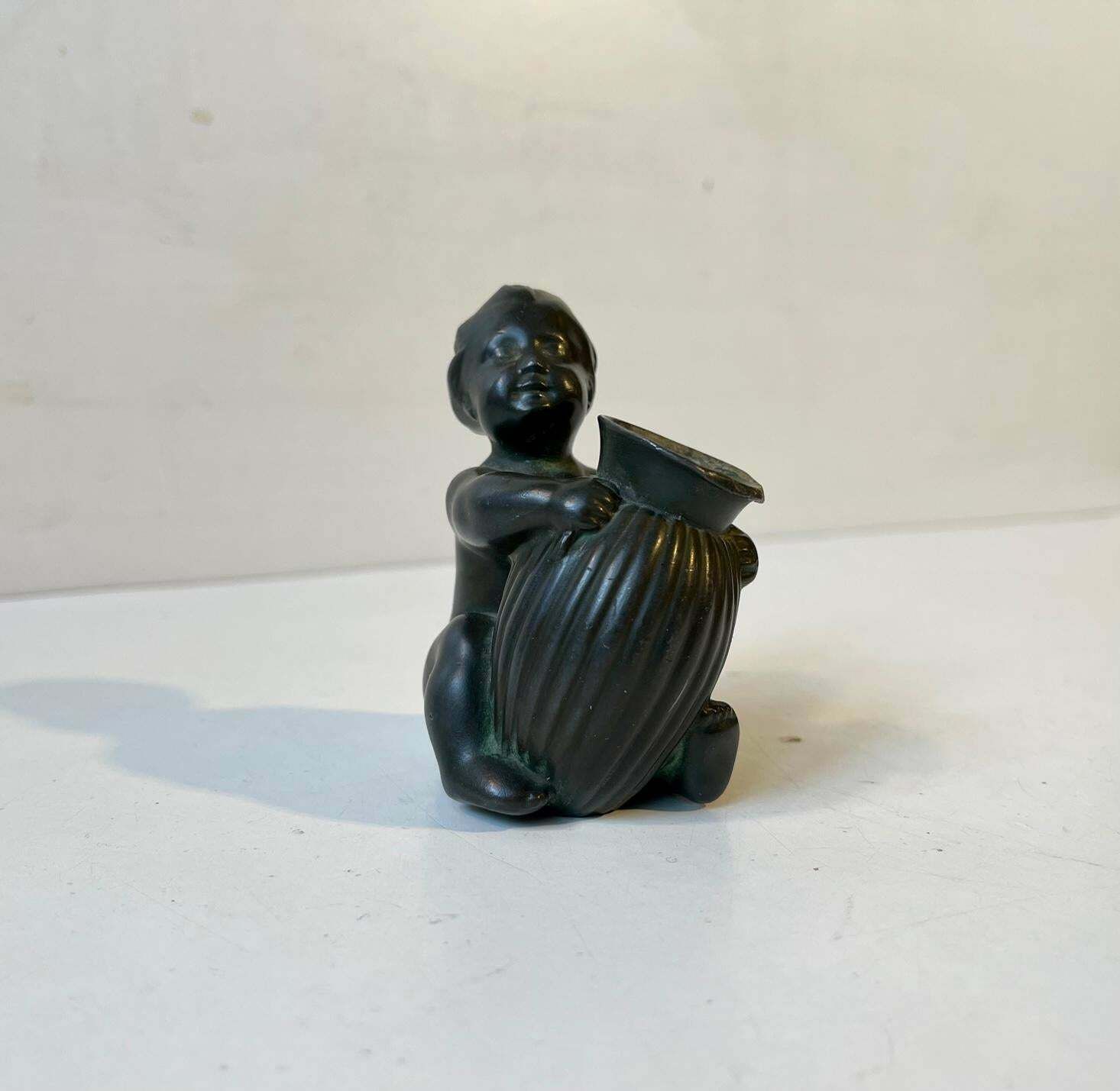 Just Andersen Baby Girl Figurine With Pen Holder, 1930s Art Deco photo for sale