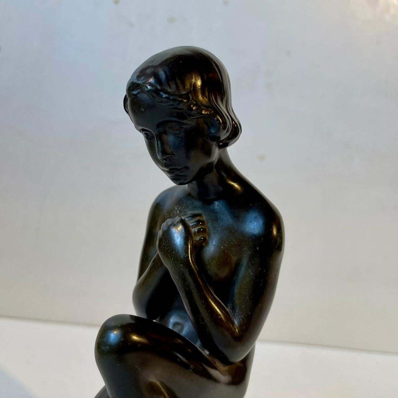 Just Andersen & Elna Borch Patinated Sculpture Of Young Woman, 1930s photo 616.0