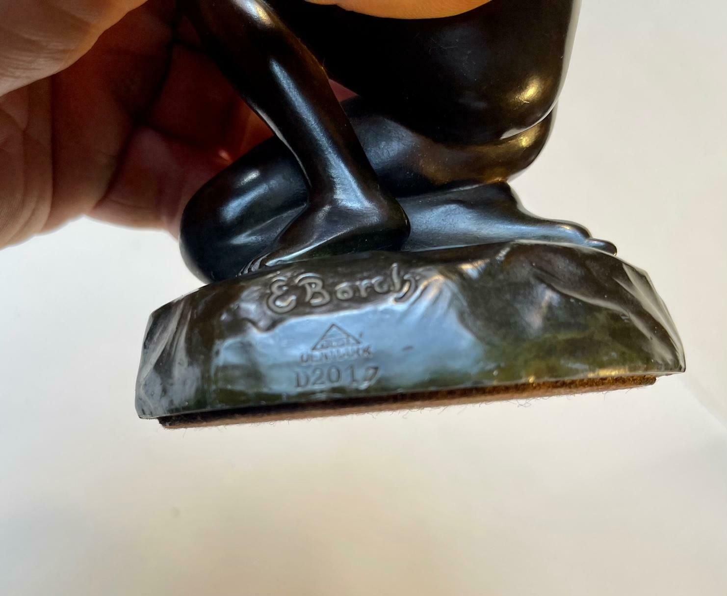 Just Andersen & Elna Borch Patinated Sculpture Of Young Woman, 1930s photo vinterior