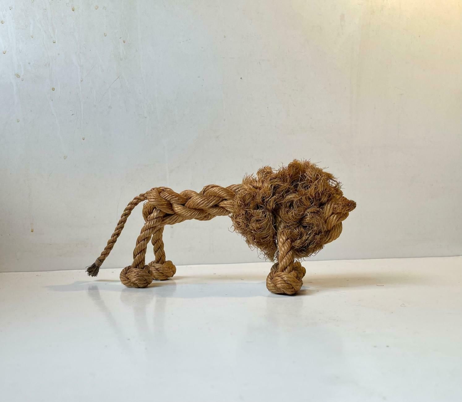 Vintage Lion In Natural Rope By Kay Bojesen & Jorgen Bloch, Denmark, 1960s photo furniture