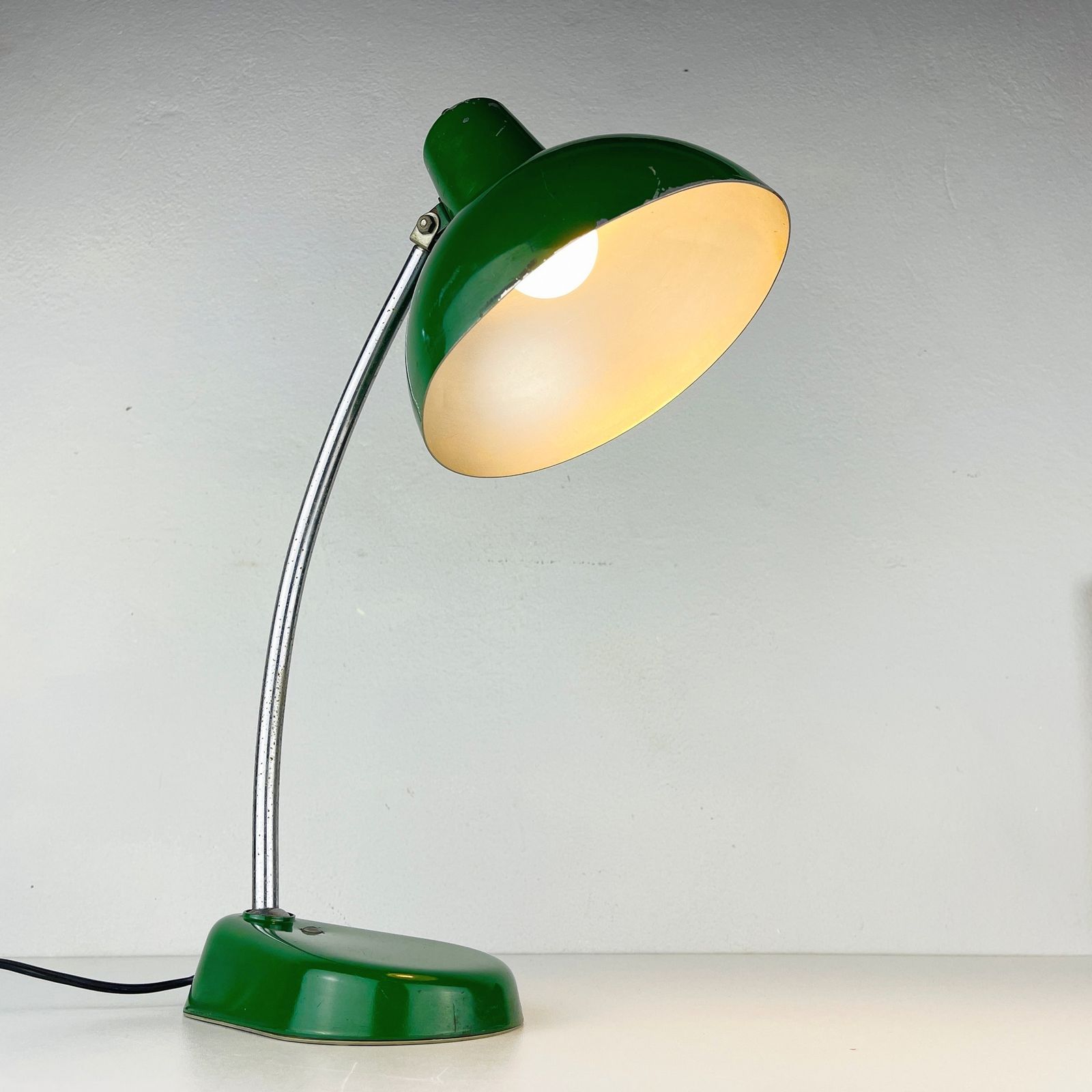 Green Industrial Metal Desk Lamp A.Perazzone Torino Italy 1960s photo furniture