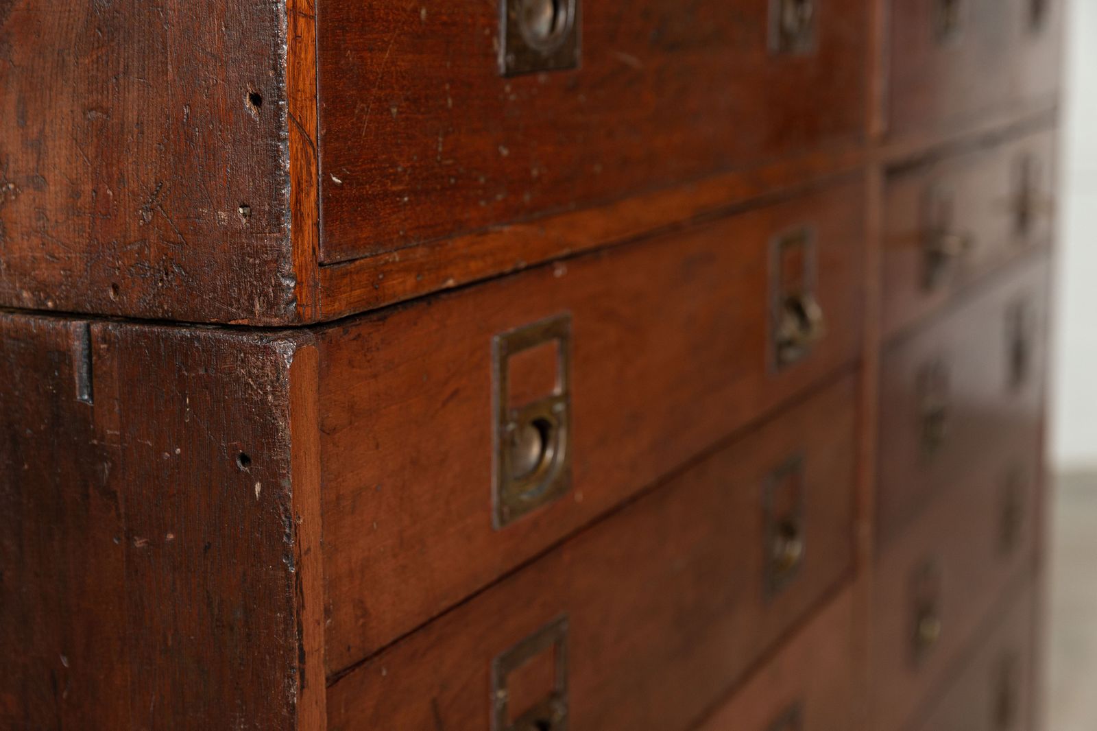 Large English 19thc Mahogany Campaign Chest photo vinterior