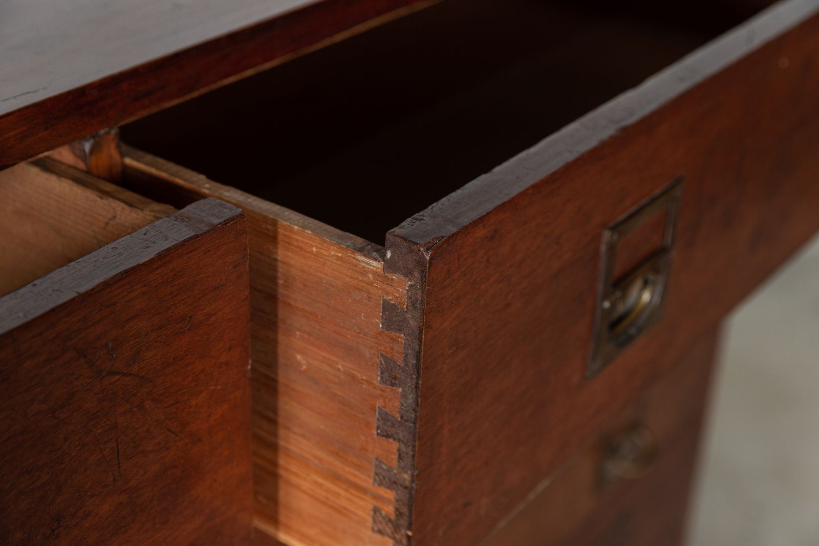 Furniture Large English 19thc Mahogany Campaign Chest photo