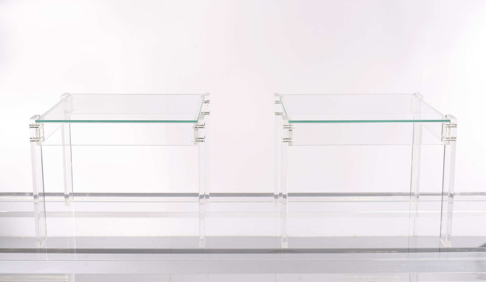 Vintage Square Small Lucite Side Tables 1970s France