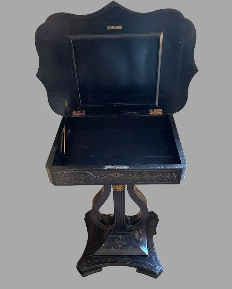 A 19th C Black Japanned  Sewing Table photo furniture