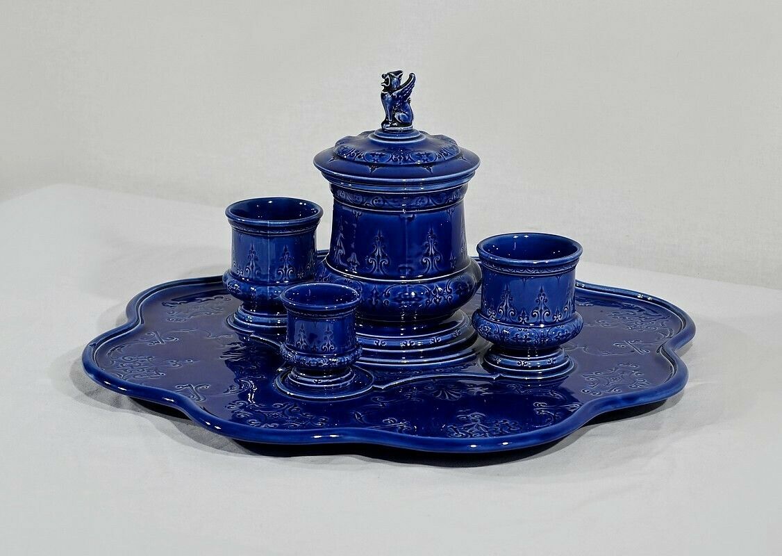 Rare 5 Piece Earthenware Service From Choisy Le Roy, Hauttin Boulenger & Cie, Early 20th Century photo for sale