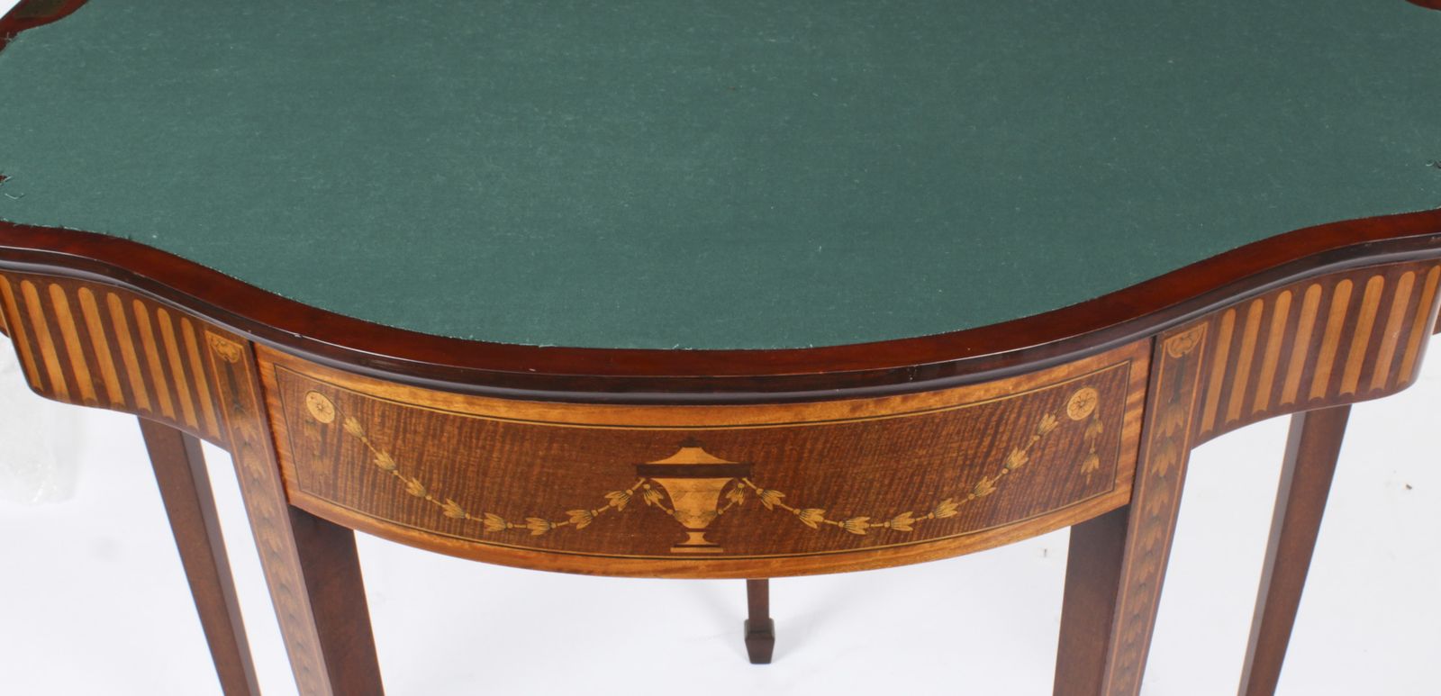 Antique Mahogany And Satinwood Inlaid Serpentine Card Console Circa 1880 photo buy