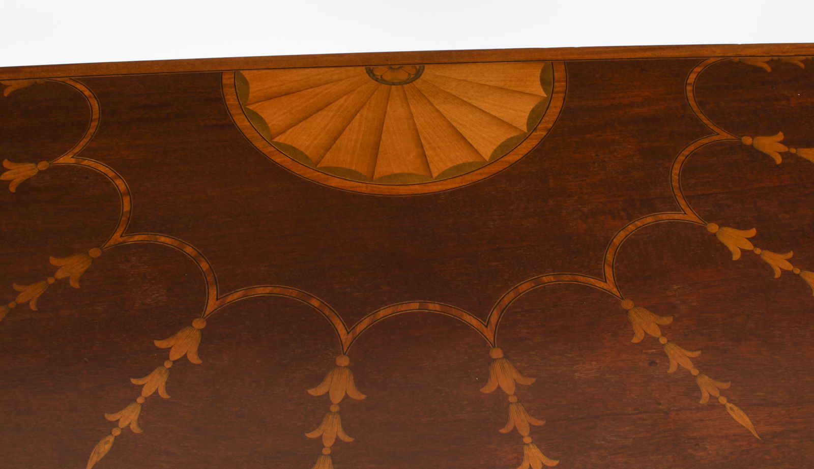 2950.0 Antique Mahogany And Satinwood Inlaid Serpentine Card Console Circa 1880 photo