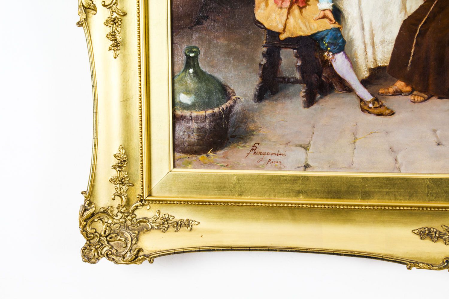 photo furniture Antique Oil On Canvas Painting By Francesco Bergamini Dated 1894 19th C