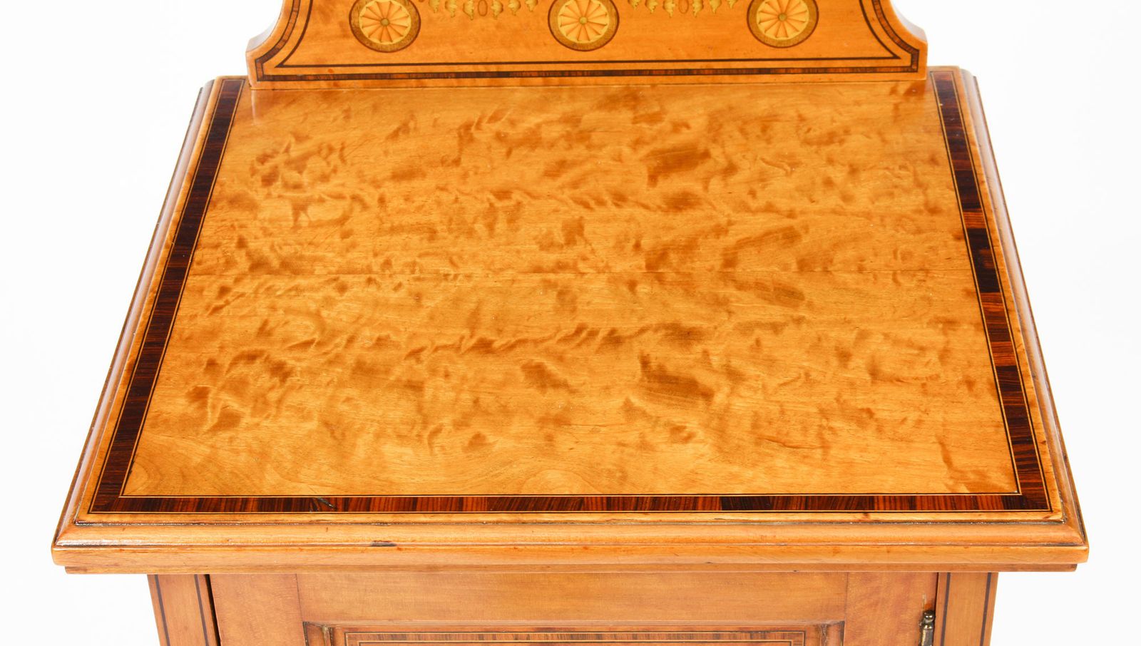 Victorian Satinwood & Inlaid Bedside Cabinet C.1880 19th Century photo vinterior
