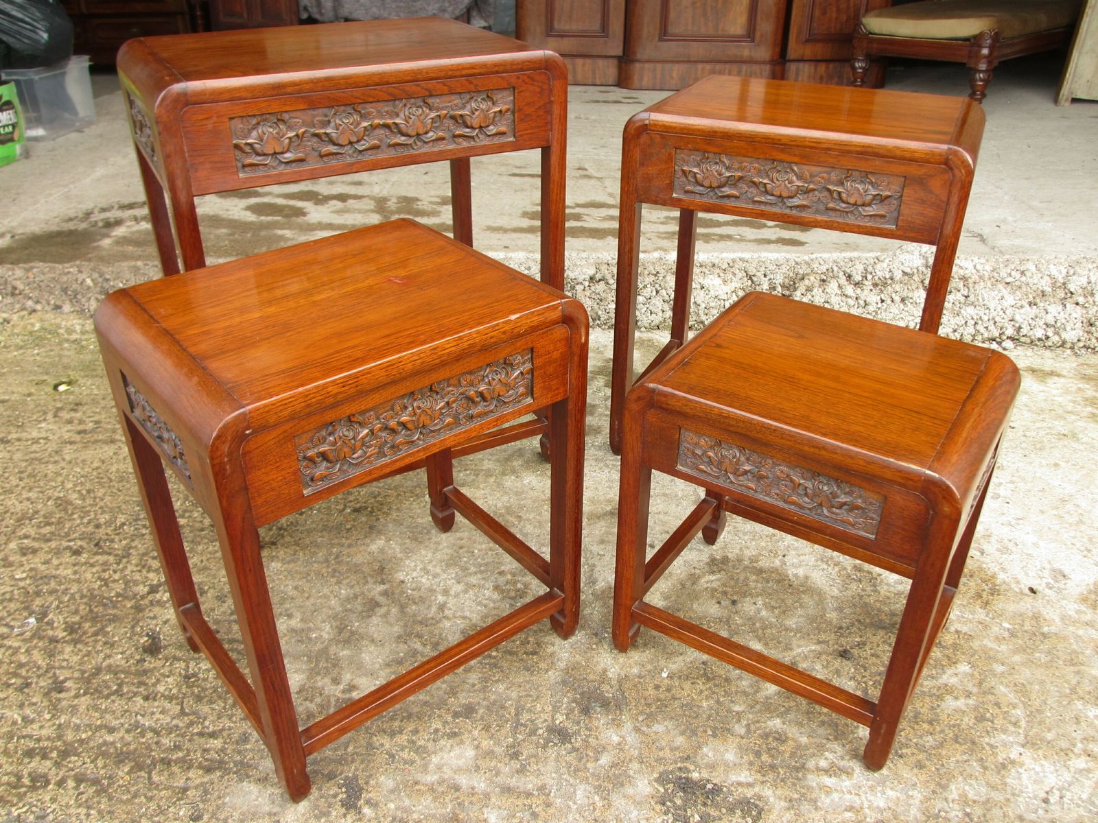 Nest Of Four Carved Rosewood  Sidetables photo Furniture