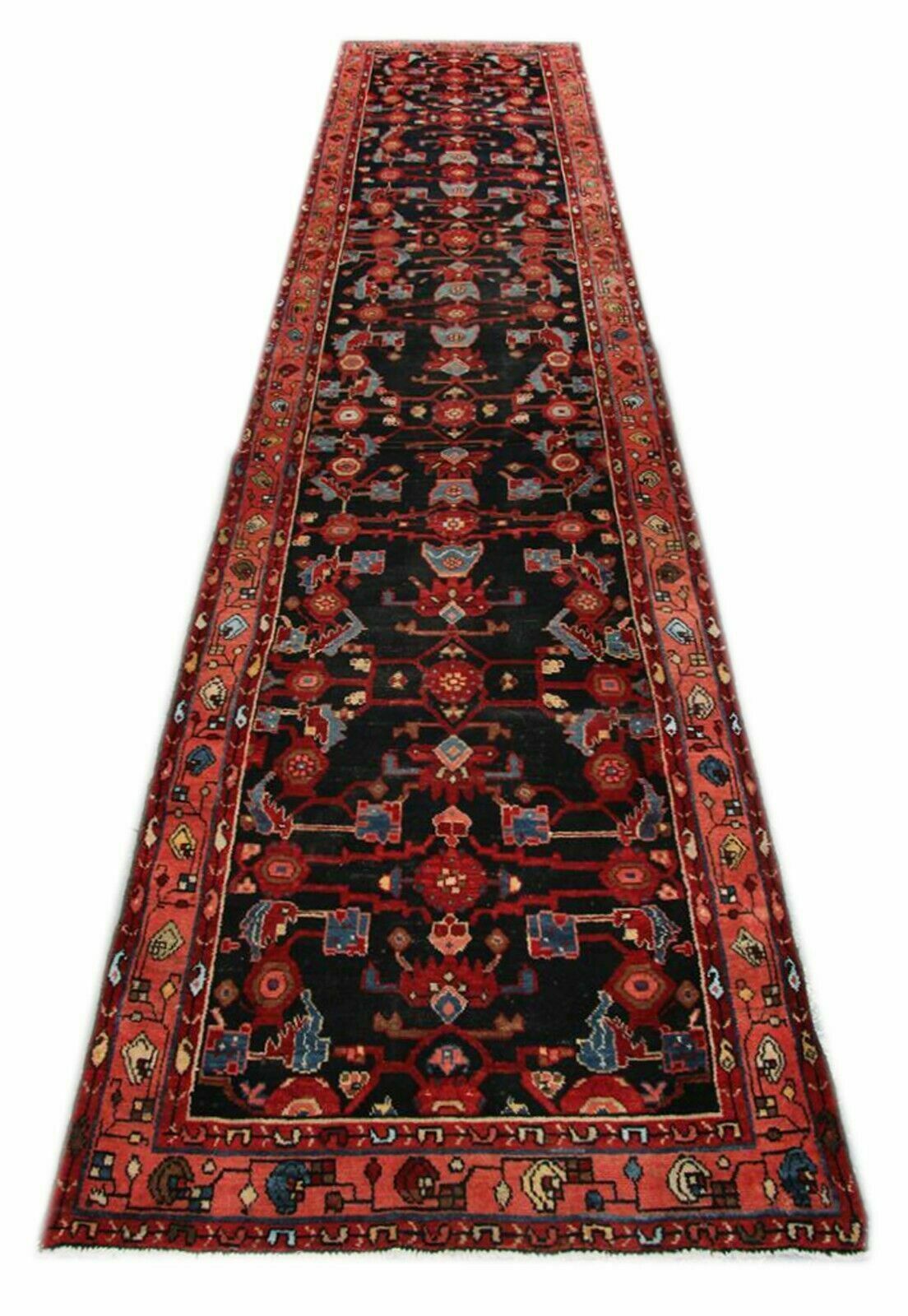Blue Runner Red Carpet Rug Wool Area Rug, Traditional Handwoven 105x487cm photo furniture