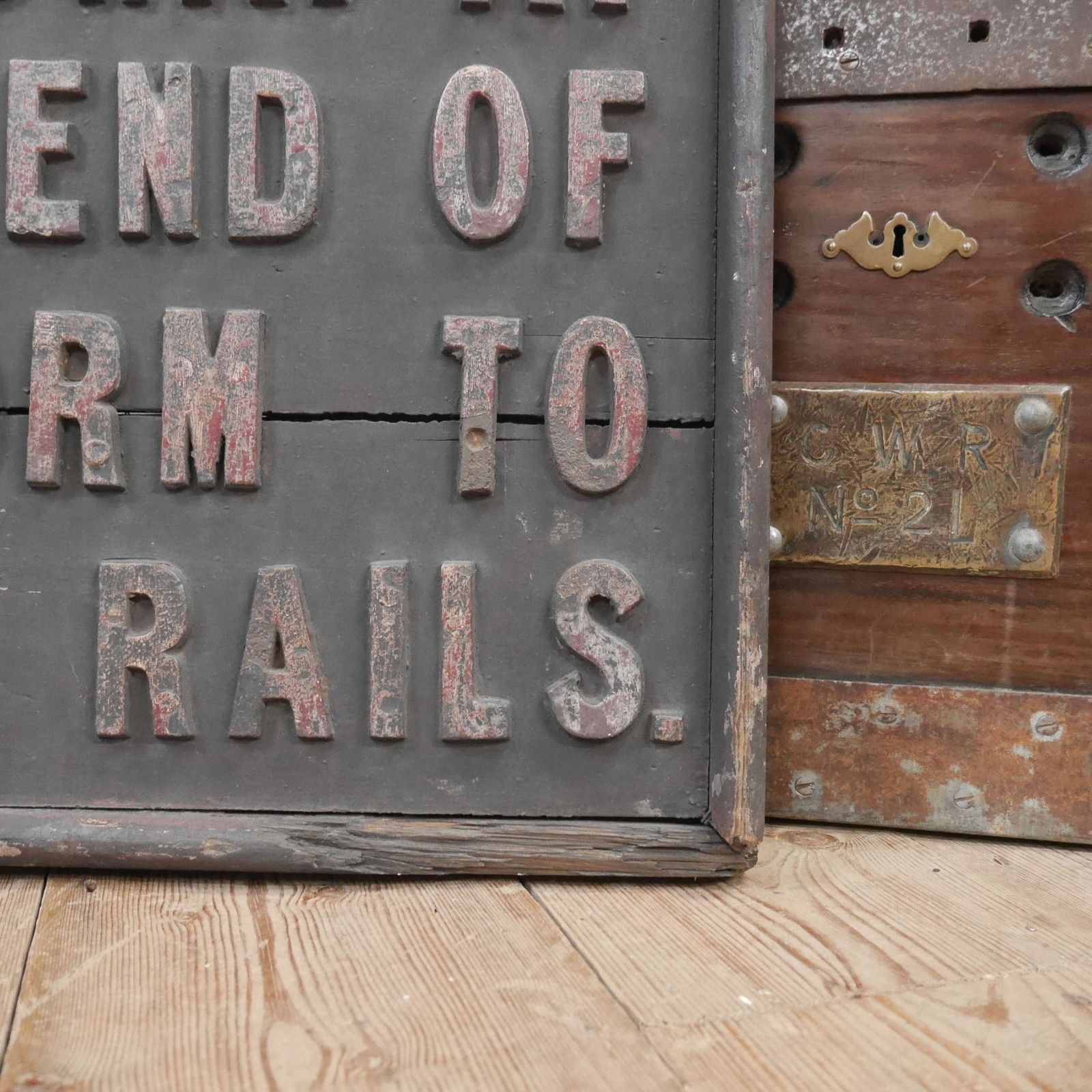 Early Subway Timber & Cast Iron Railway Sign photo buy