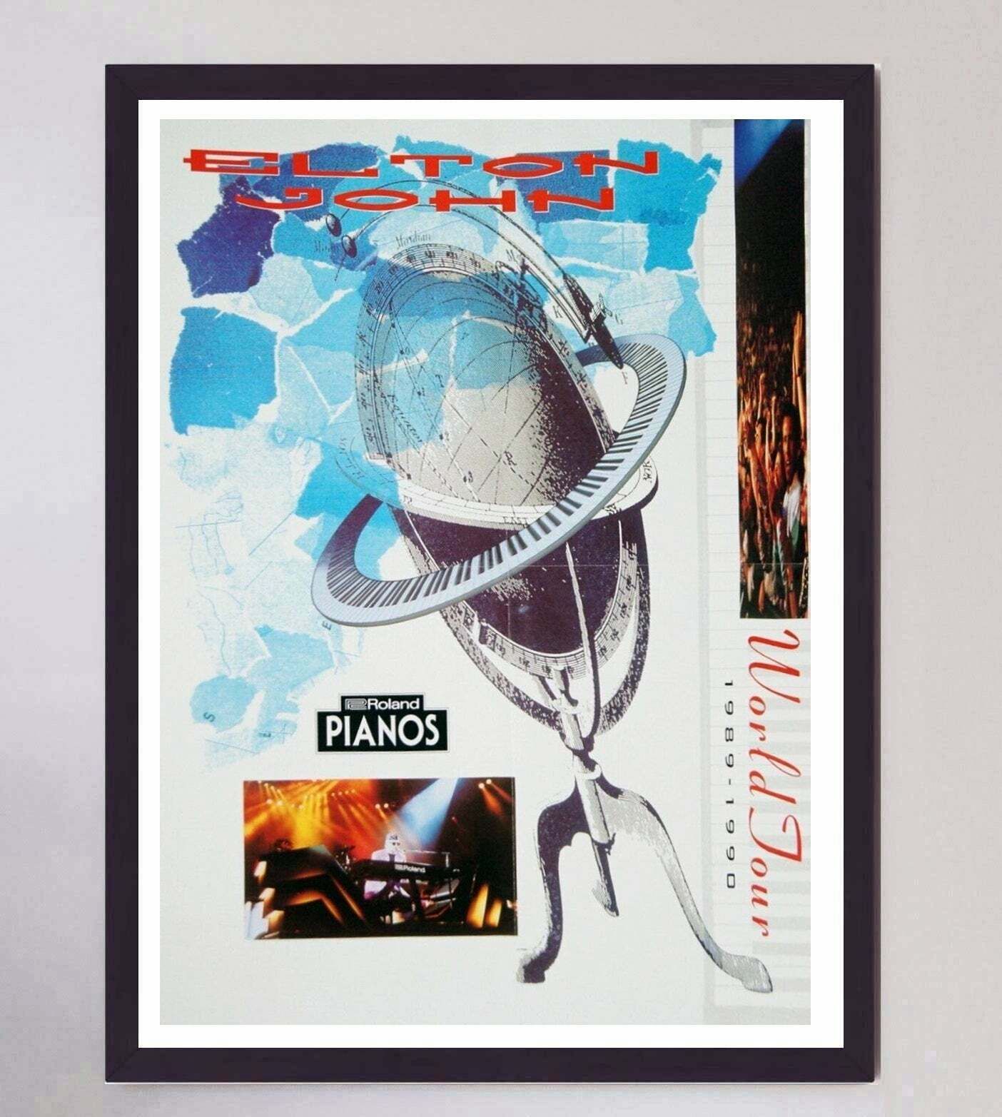 Elton John   World Tour 1989 1990 Original Vintage Poster photo furniture