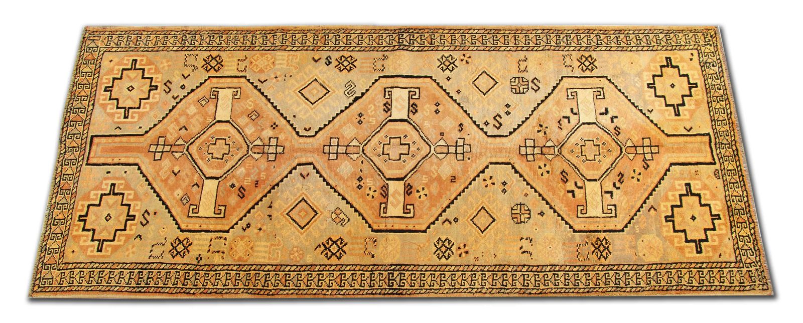 Oriental Wool Runner Rug Handwoven Carpet Cream Tribal Rug Runner photo furniture