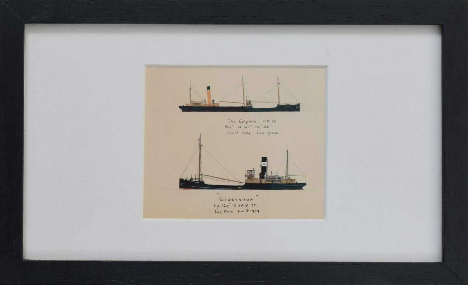 Laurence Dunn: The Emperor And Grosvenor Coastal Tramp Ships Watercolour