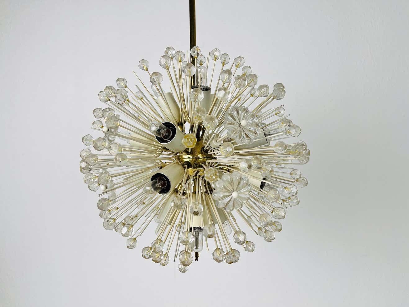 Glass And Brass Sputnik Chandelier By Emil Stejnar For Rupert Nikoll, 1960s photo Lighting
