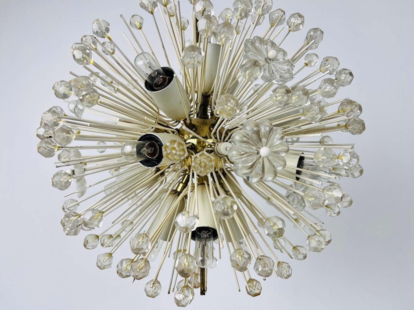 Glass And Brass Sputnik Chandelier By Emil Stejnar For Rupert Nikoll, 1960s photo vinterior