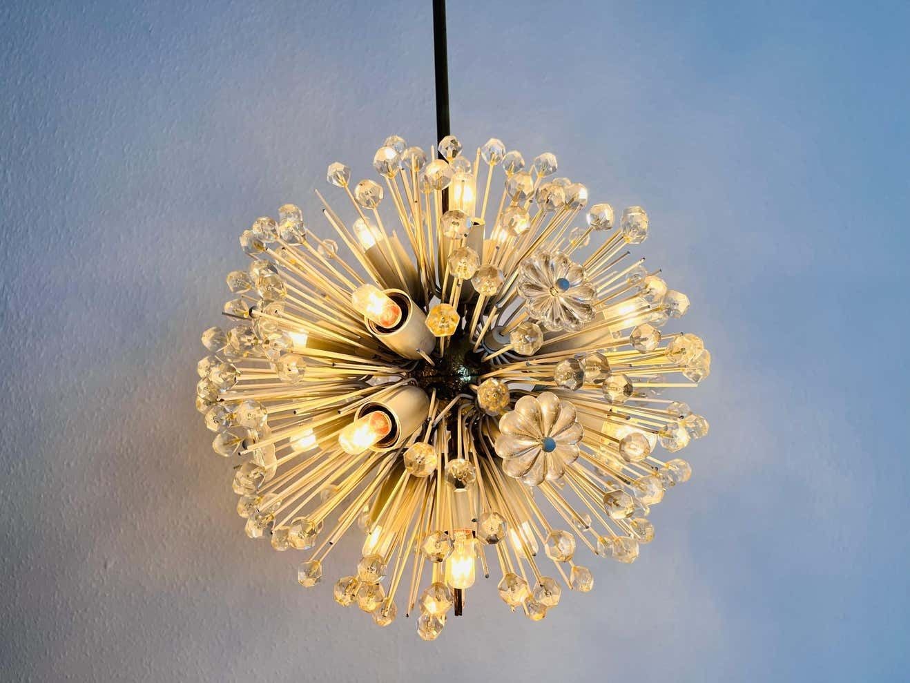 Lighting Glass And Brass Sputnik Chandelier By Emil Stejnar For Rupert Nikoll, 1960s photo