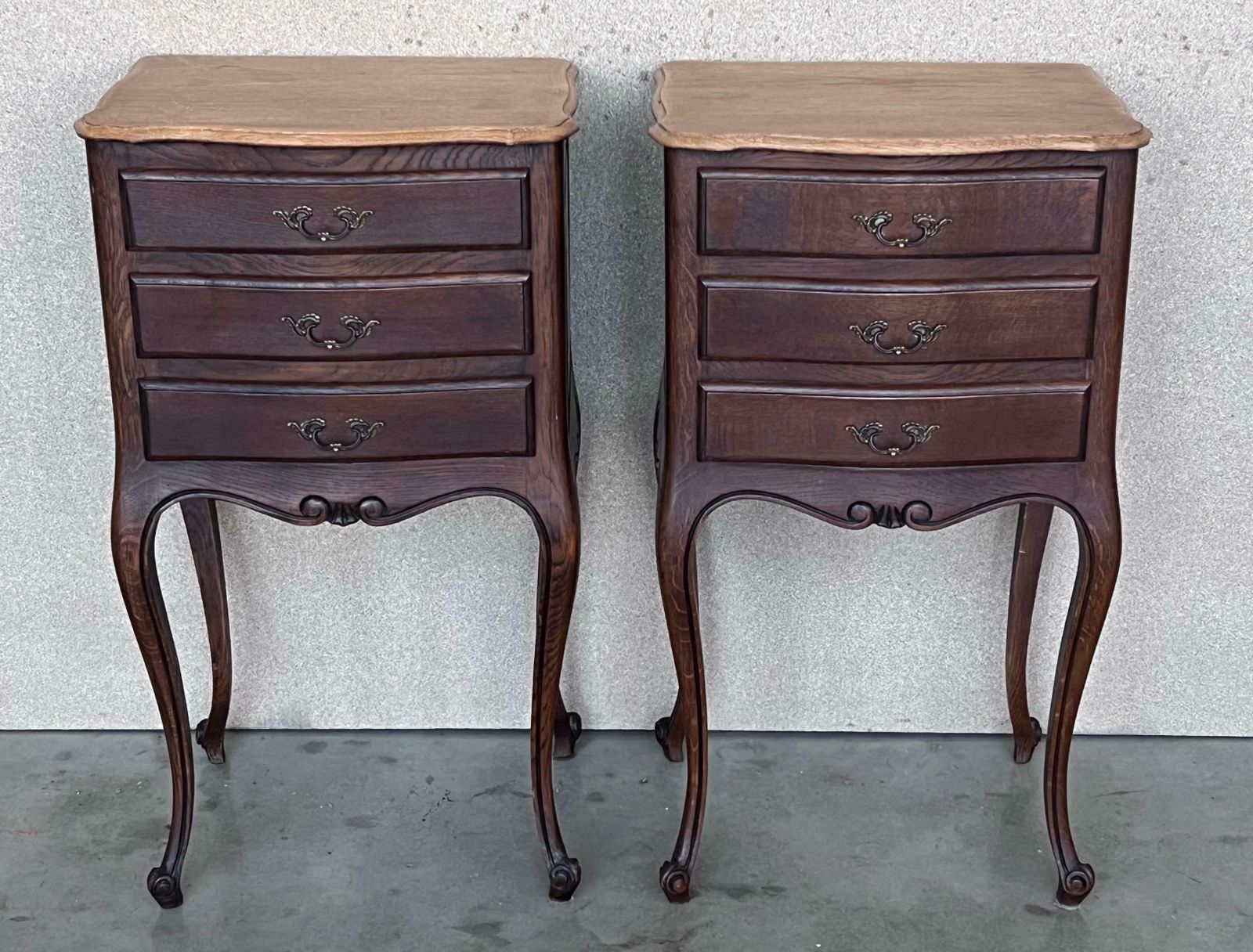 Antique Louis XV French Darkness Oak Nightstands, Set Of 2 photo furniture