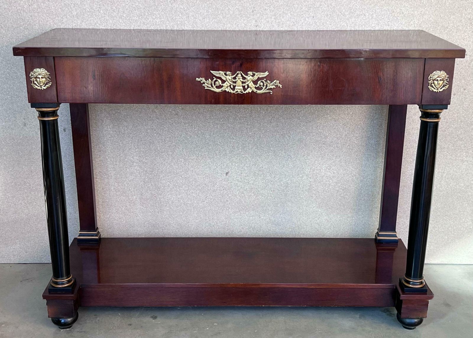 Biedermeier Console With Ebonized Columns And Bronze Mounts And Drawer photo furniture