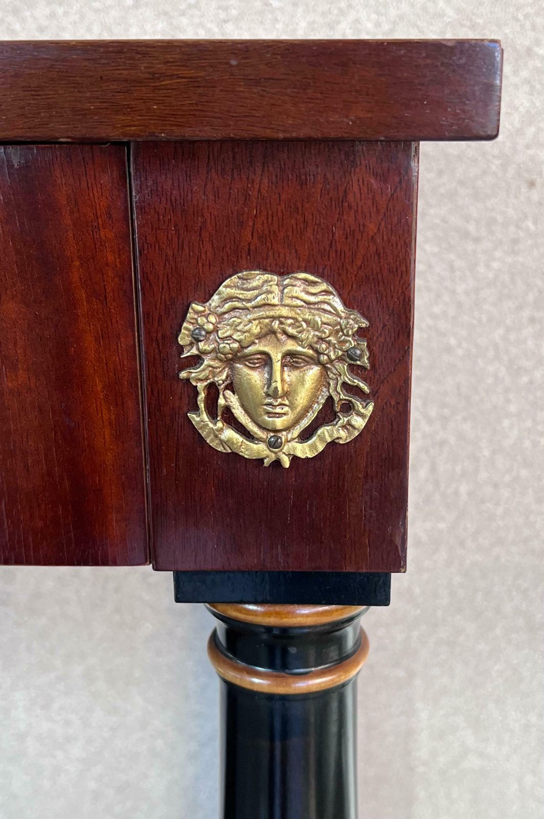 photo furniture Biedermeier Console With Ebonized Columns And Bronze Mounts And Drawer