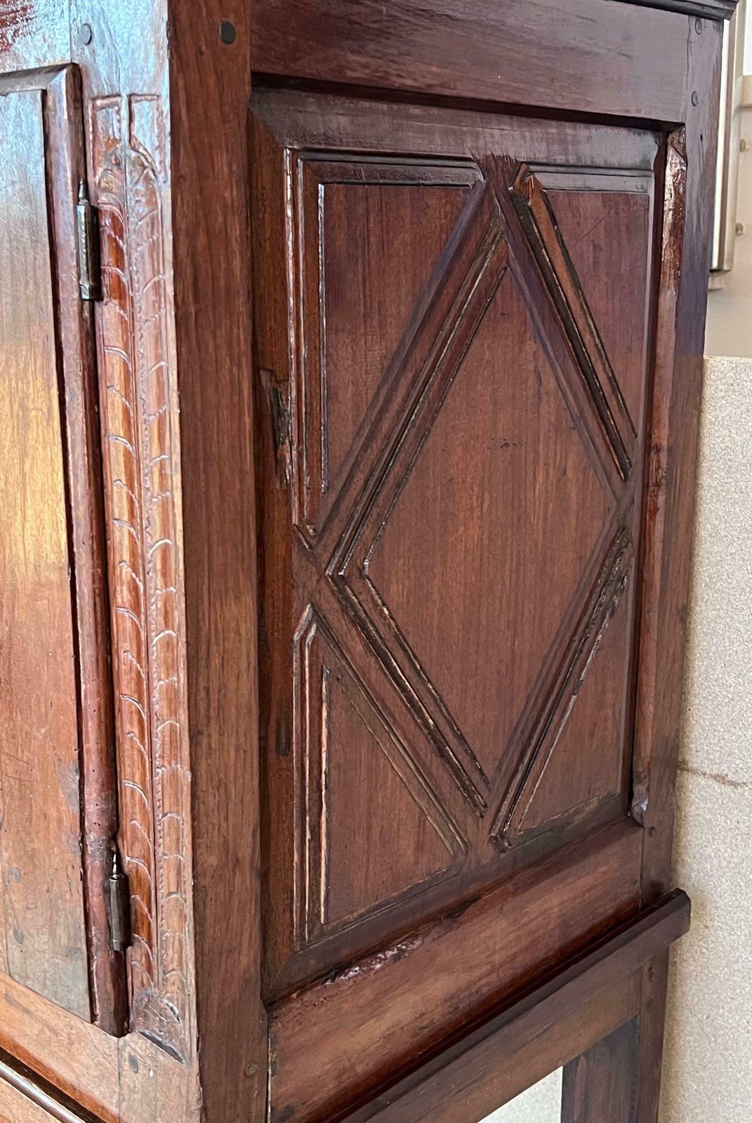 19th Catalan Spanish Cabinet On Stand In Carved Walnut And Iron Stretcher photo buy