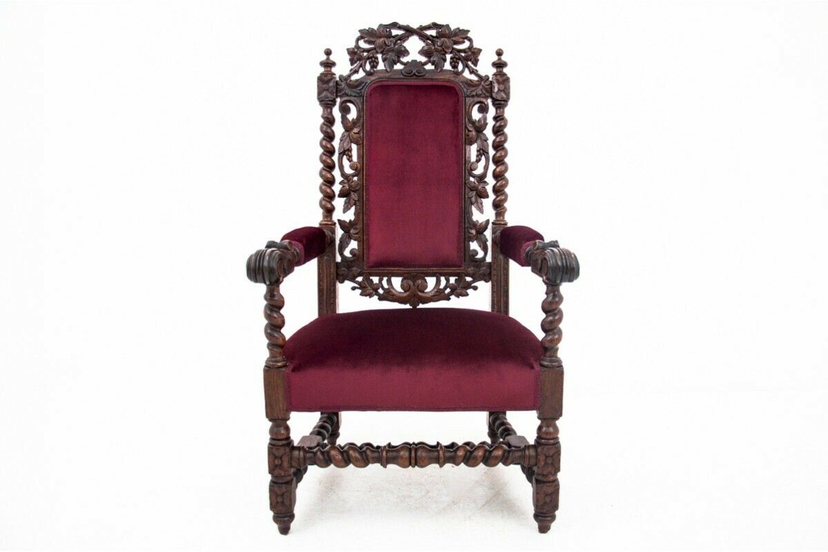 Antique Armchair   Throne, France, Around 1890. After Renovation.