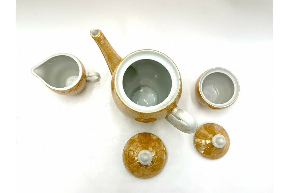 Orange Coffee Service For 6 People, Włocławek, Poland, 1960s photo Home Decor