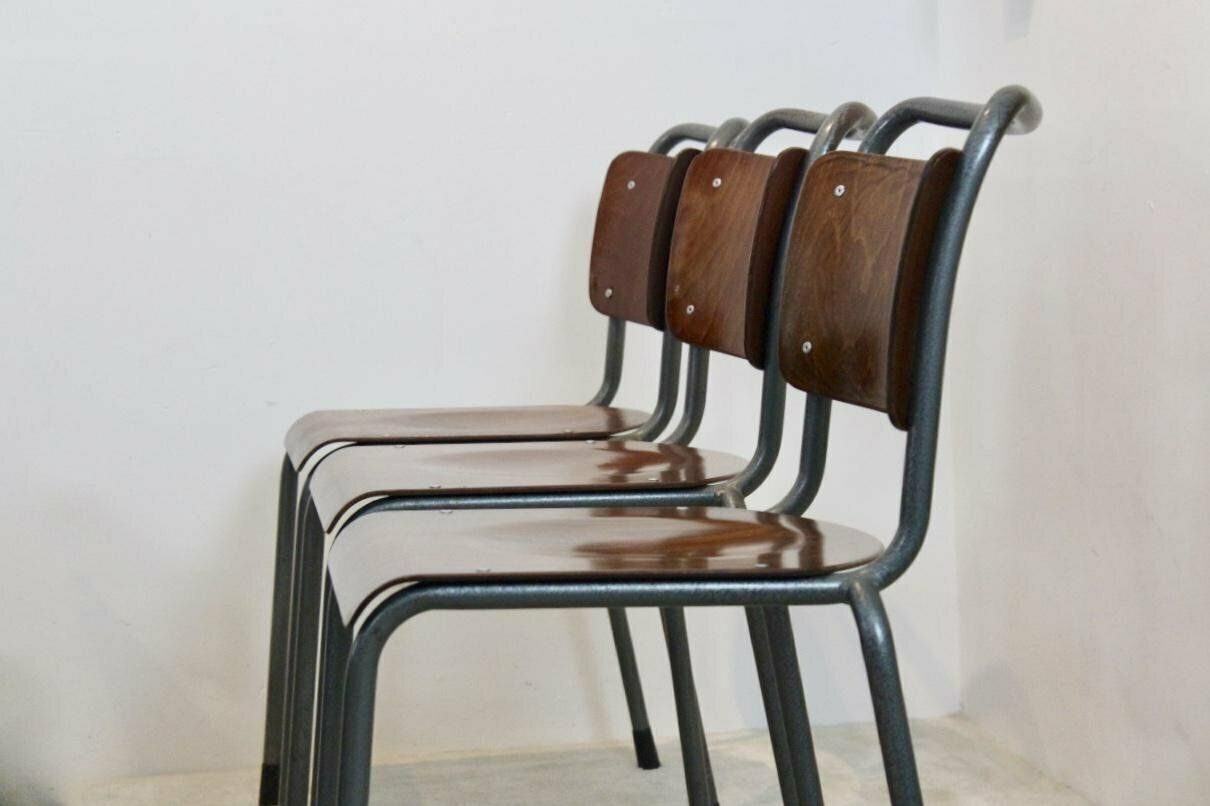 Industrial Plywood Th Delft Chair By W.H. Gispen, 1950s photo vinterior