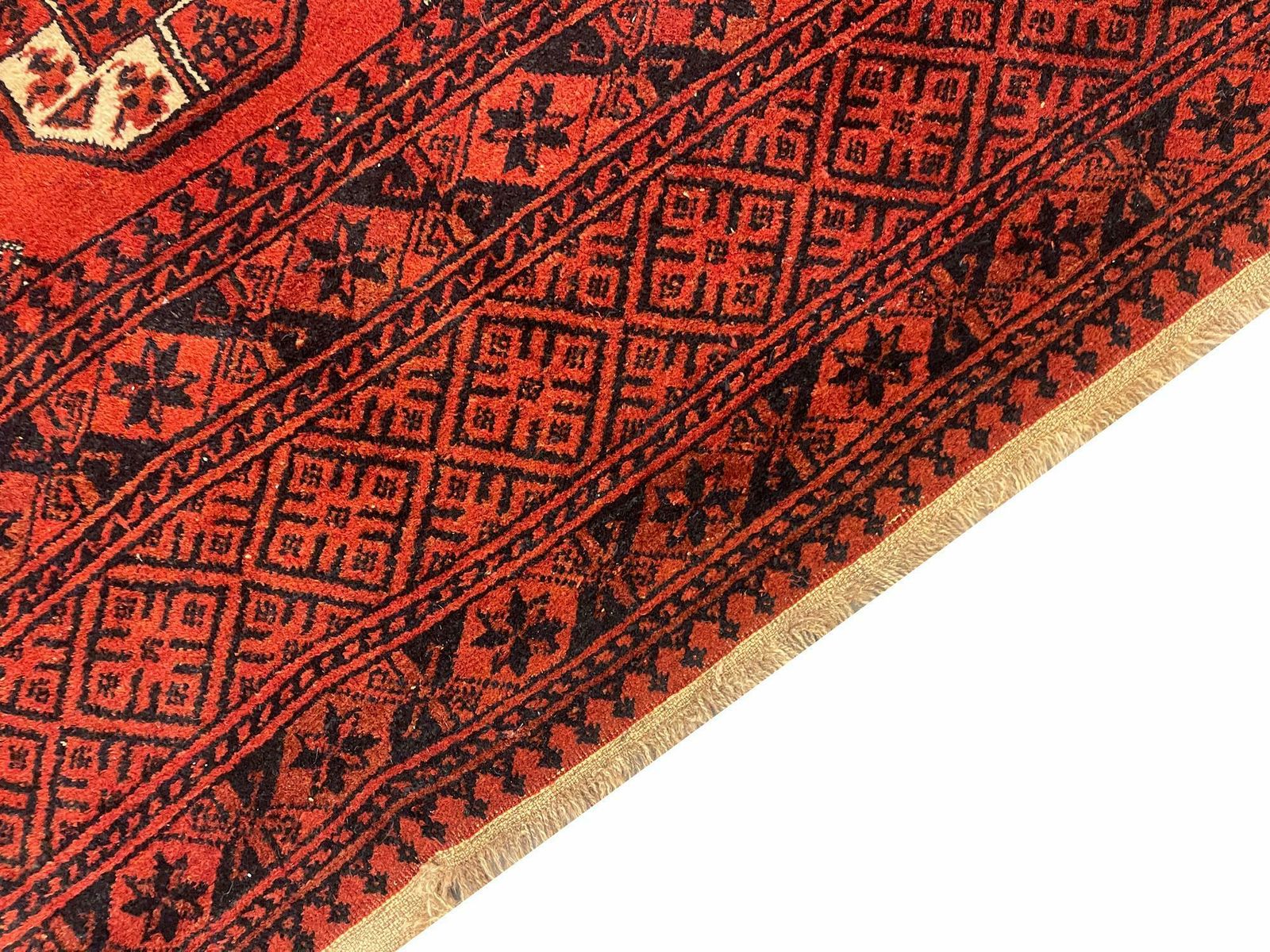 Turkmen Carpet Hand Knotted Red Wool Rug Oriental Livingroom Rug photo 3200.0