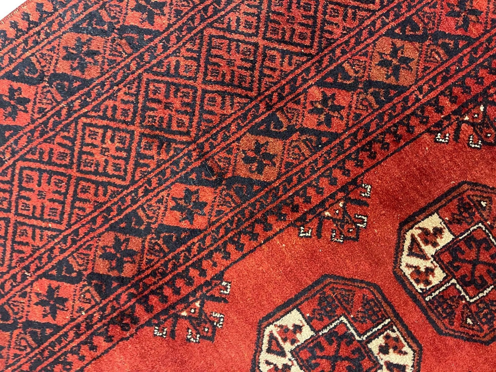 Turkmen Carpet Hand Knotted Red Wool Rug Oriental Livingroom Rug photo vintage