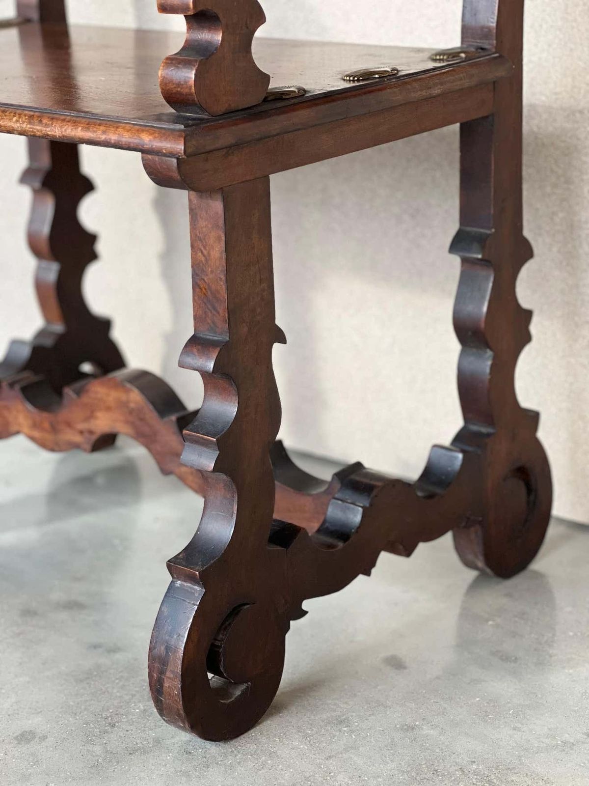 photo for sale 19th Century Spanish Colonial Altar Carved Armchairs With Wood Seat & Back