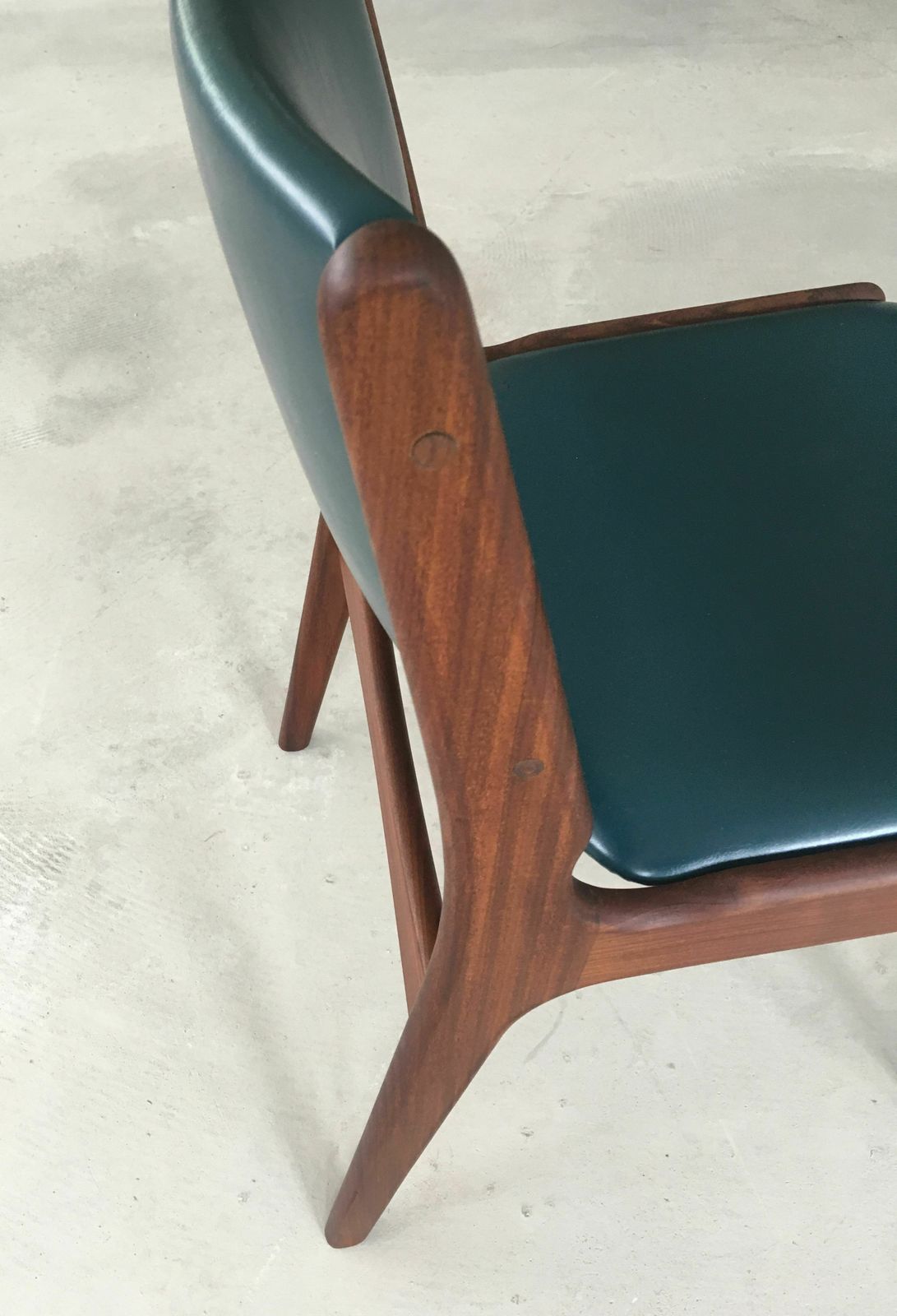 Set Of Six Restored Erik Buch Dining Chairs In Solid Teak, Custom Upholstery 1960's photo vintage
