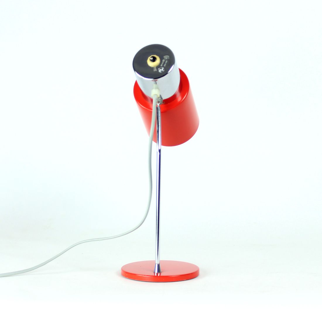 Table Lamp In Chrome And Red Metal, By Josef Hurka For Napako 1960s photo Lighting