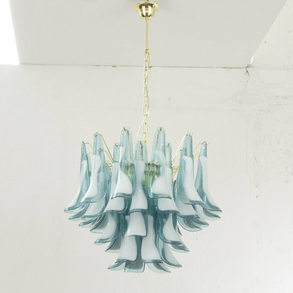 Italian Blue And White Murano Glass Pendant Lamp, 1990s photo for sale
