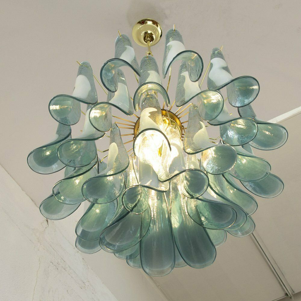Italian Blue And White Murano Glass Pendant Lamp, 1990s photo buy