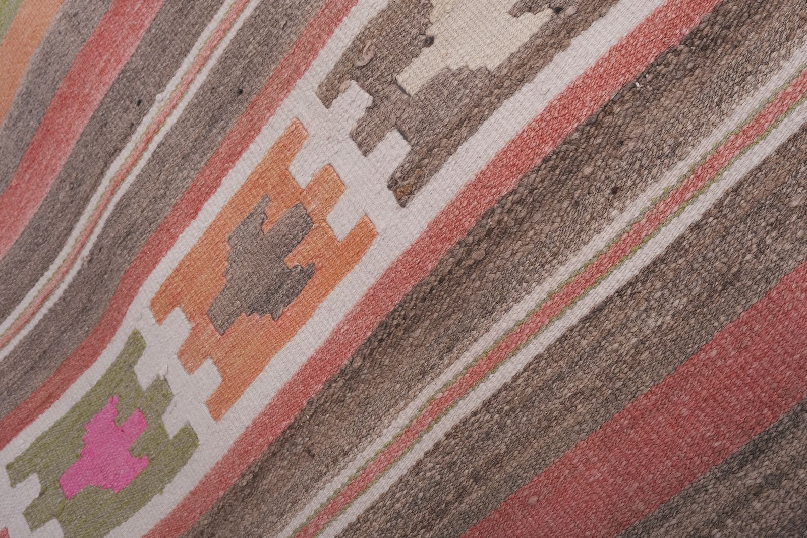 1970s Vintage Turkish Wool Brown Kilim Runner Rug 2'6'' X 11'7'' photo 500.0
