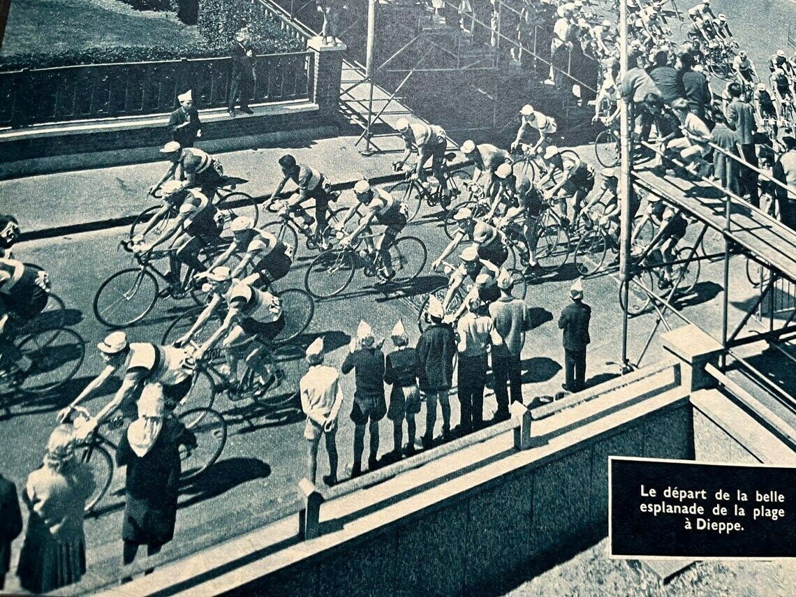 Original Vintage French Cycling Print Dieppe  Caen 1961 photo for sale