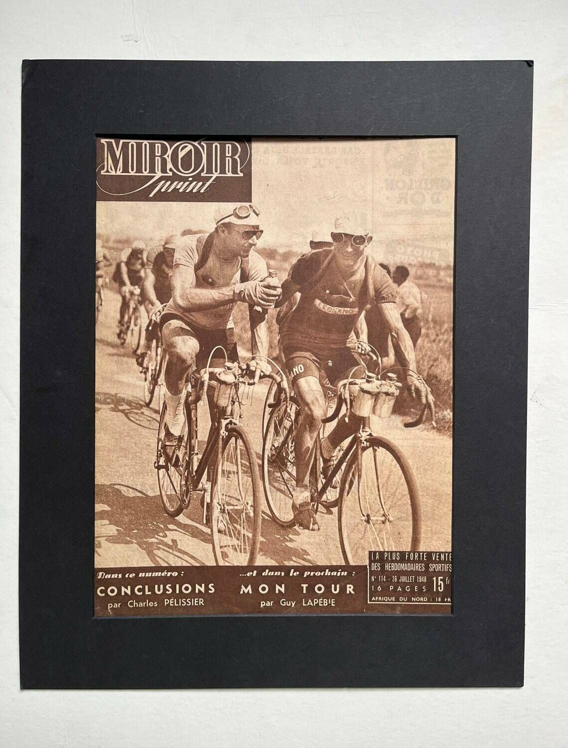 1948 Original Vintage Tour De France Cycling Print  Guy Lapebie Charles Pelissier photo 76.0